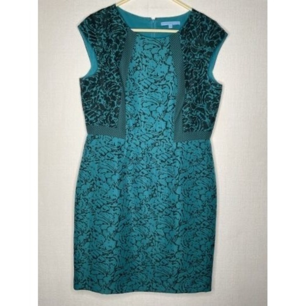 NWOT Antonio Melani Janet Aqua Green Sleeveless Sheath Midi Dress Women 14 China